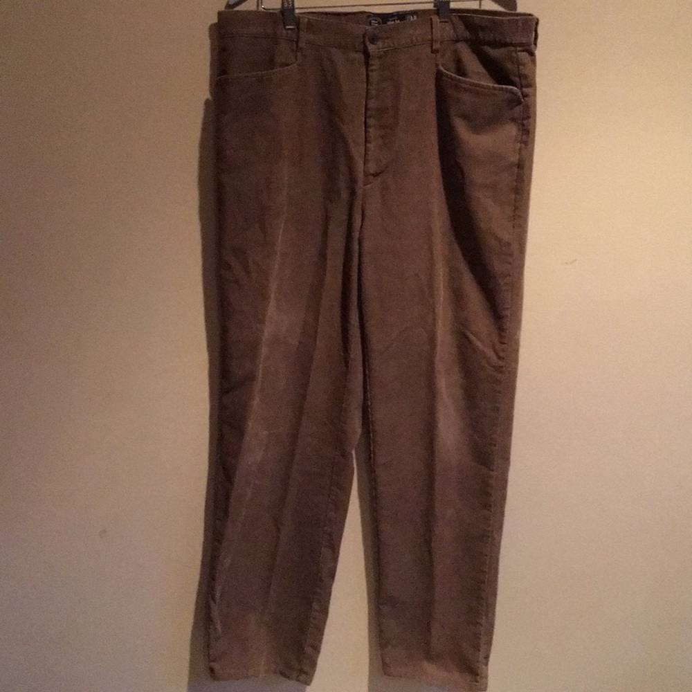 Gap Dark Tan Corduroy Pants Plain Front Slim 38/32
